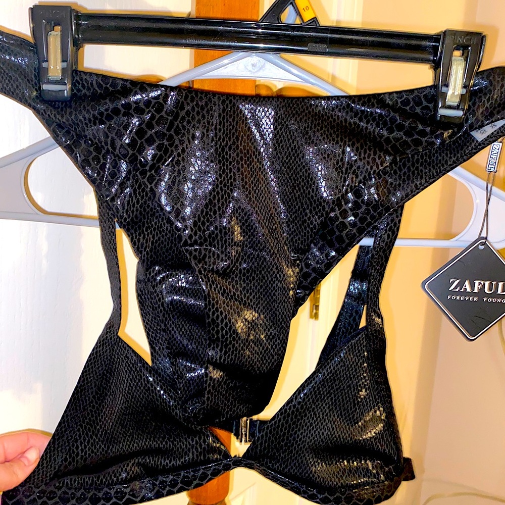 Black snakeskin bikini